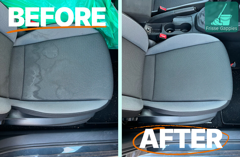 Before& after foto van auto stoel